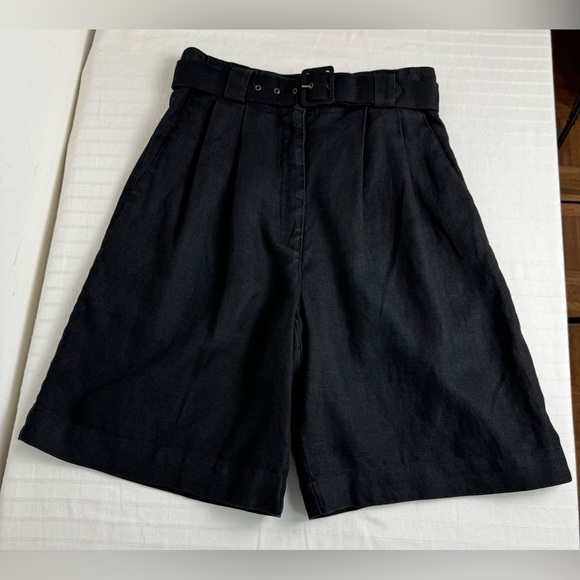 S. Oliver linen paper bag shorts. Black Sz 28-29/M (38Eu) - Picture 1 of 12
